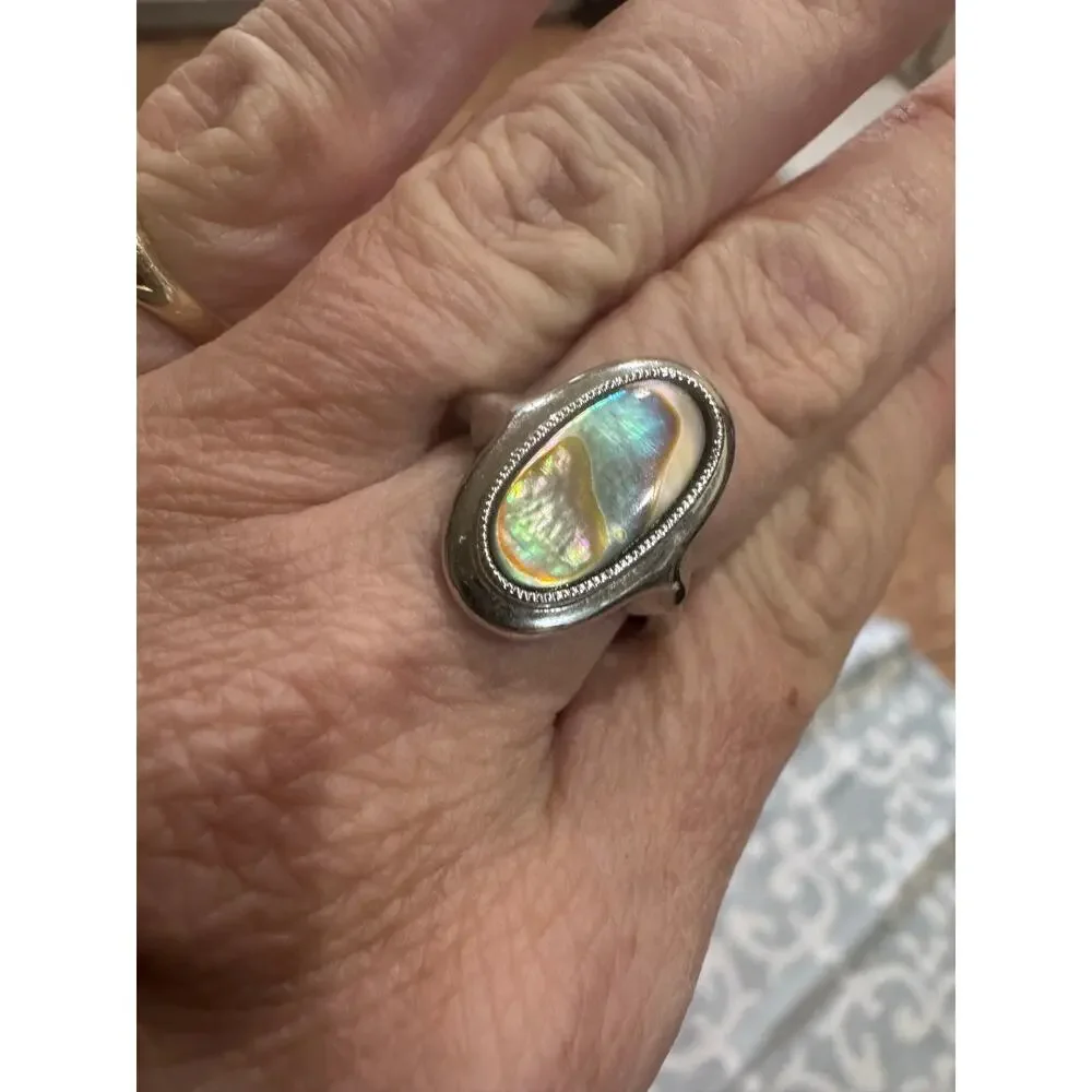 Vintage Avon Iridescent Abalone Shell Adjustable Ring